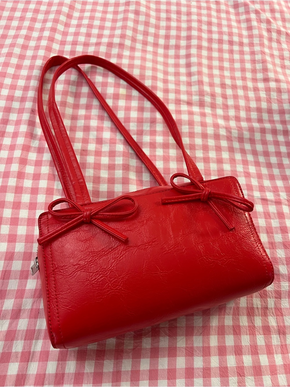 Kimchi Blue Bow Bowler Bag (Color: Red) - Picture 6 of 13
